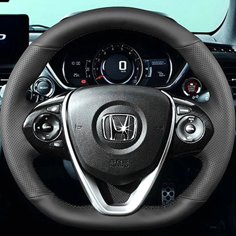 Steering Wheel Cover for Honda Civic (11th Gen), Hand-Stitched Leather, 5 Styles Including Black Perforated Nappa