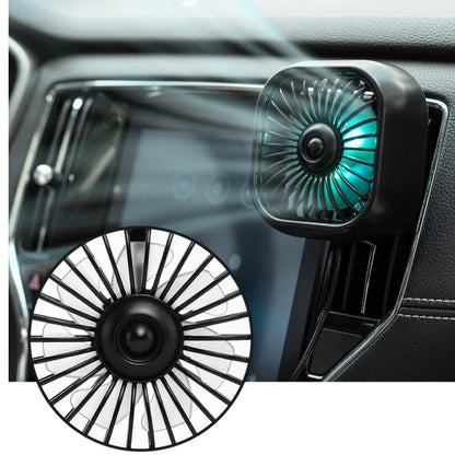 Mini Air Vent Car Fan with Colorful LED Lights, 3 Speed USB Cooling Fan with Soft Rubber Vent Clip, Black or White