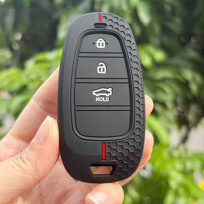 Key Fob Cover for Hyundai 2, 3, 4 and 5-Button Keys, Silicone Case with Red Line Design for Tucson (NX4), Sonata, Nexo and Azera