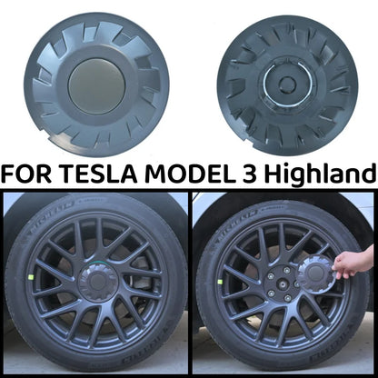 Wheel Covers for Tesla Model 3 Highland 2024, Set of 4 Full Rim Covers for 18-Inch Wheels, Gun Gray ABS with Snap-In Clips