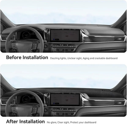 Black Polyester Dashboard Cover for Toyota Camry 2025-2026, Non-Slip Dash Mat with Pre-Cut Vent and Sensor Openings