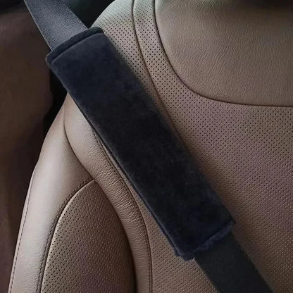 Seat Belt Cover for Adults, Soft Shoulder Pad in Black Short Plush or All-Season Style, Hidden Hook-and-Loop Closure, Universal Fit