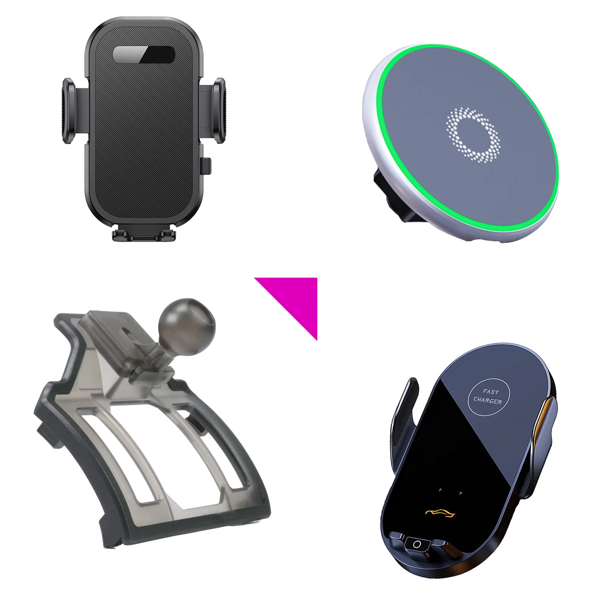 Phone Mount for Toyota RAV4 2019-2025 (XA50), Clear Base That Keeps the Air Vent Free, Clamp Holder or 15W Wireless Charging Holder