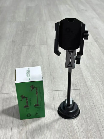 Long-arm version of the suction cup phone mount with its box