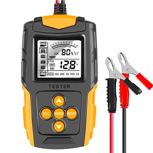 12V and 24V Car Battery Tester with LCD Display, Digital Battery Analyzer with Cranking and Charging Test, 3 to 200Ah