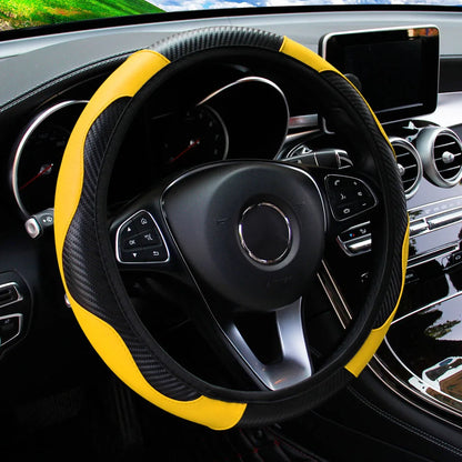Yellow and black steering wheel cover
