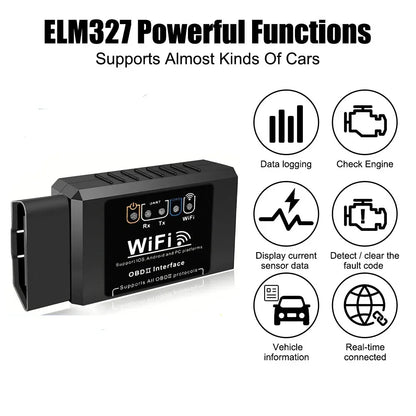 ELM327 adapter functions for most OBD2 cars