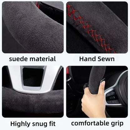 Steering Wheel Cover for Honda CR-V 2023-2024 and Civic (11th Gen), Hand-Stitched Perforated Suede and Microfiber Leather, 11 Colors