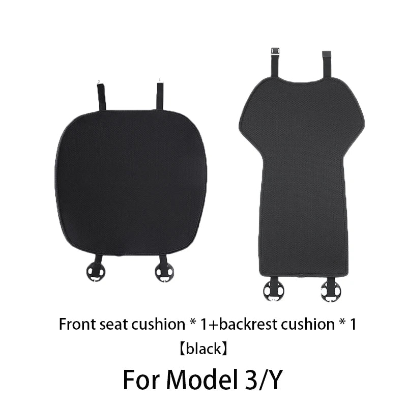 Ice Silk Seat Cushions for Tesla Model 3 and Model Y, Breathable Knit Front or Rear Seat Pads, Black or White