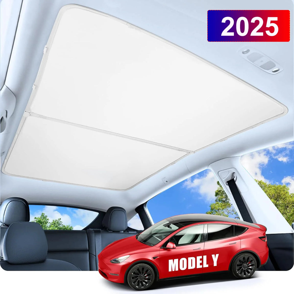 Sun Shades for Tesla Model Y Juniper 2025-2026, Windshield, Side Window and Sunroof Shades or 6, 7 and 8-Piece Privacy Sets