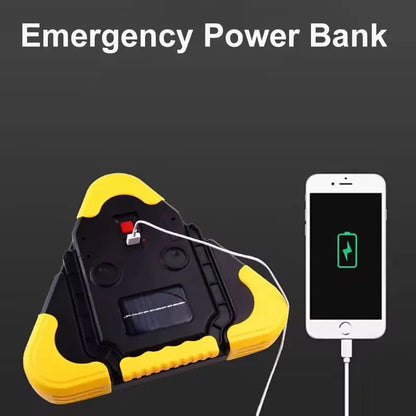 3 in 1 Solar Warning Triangle Light, Emergency Roadside Triangle with LED Flashlight, Camping Lamp and 6400 mAh Power Bank