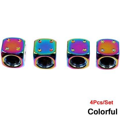 Dice Tire Valve Stem Caps, Dustproof Valve Covers for Cars, Trucks, Motorcycles and Bikes, 4 or 8 Pack, 11 Colors