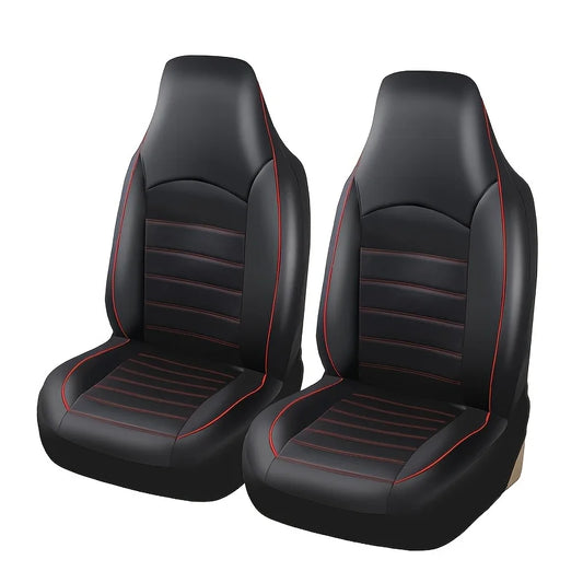 2 Front Car Seat Covers, PU Faux Leather High Back Bucket Seat Covers for Most Cars, Trucks, SUVs and Vans, 3 Colors