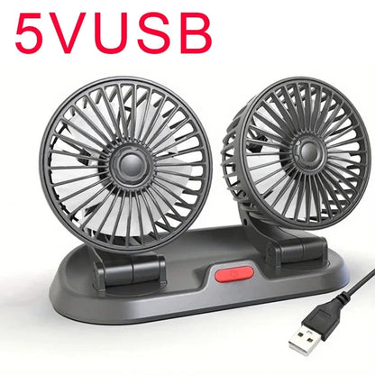 Car Cooling Fan with 1, 2 or 3 Adjustable Heads, 360 Degree Dashboard Fan with 2 Speeds, USB, 12V or 24V Plug