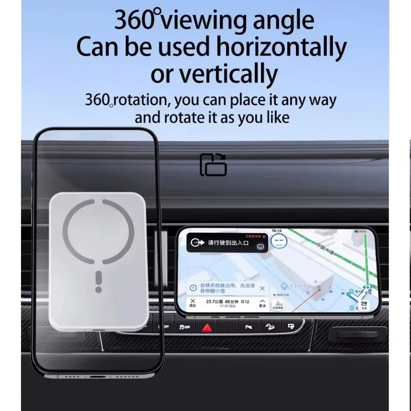 Magnetic Wireless Car Charger Vent Mount, 15W Fast Charging with 360 Degree Ball Joint, for iPhone 12 and Newer, Black or White