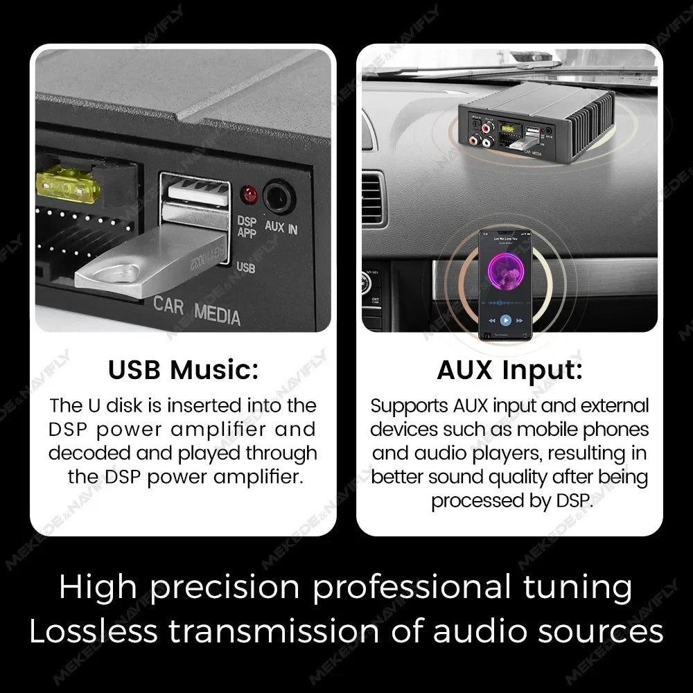 USB music and AUX input on the DSP amplifier