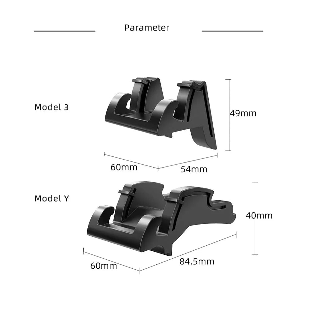 Silicone Air Vent Phone Mount for Tesla Model 3 and Model Y, Hook and Sunglass Holder, Fits Phones up to 0.5 in Thick, 2 Versions