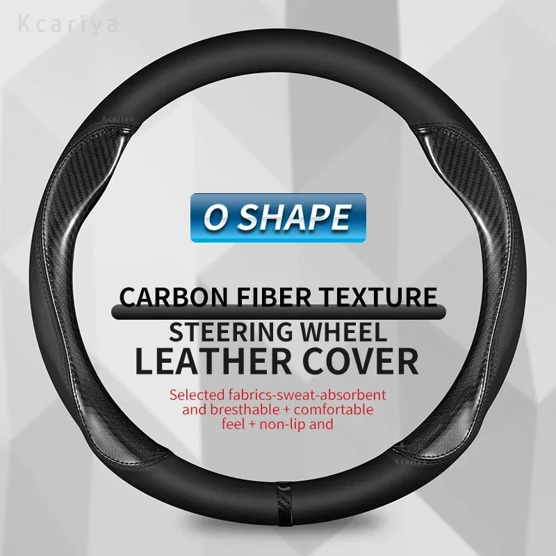 Steering Wheel Cover for Honda Civic 2022-2024, Slip-On PU Leather for Round 14.6-15 in (37-38 cm) Wheels, 5 Colors
