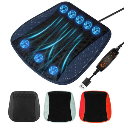 USB Cooling Seat Cushion with 5 or 8 Fans, 3 Speed Ventilated Seat Pad for Car, Home or Office Chair, 16.9 x 16.9 Inch