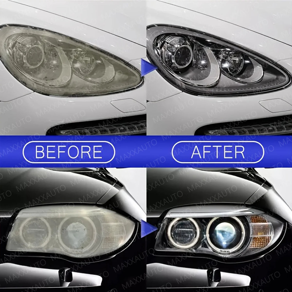 Headlight Restoration Polish, Restores Yellow, Hazy and Oxidized Headlights, Removes Light Scratches, 3.7, 7.4 or 10.9 oz