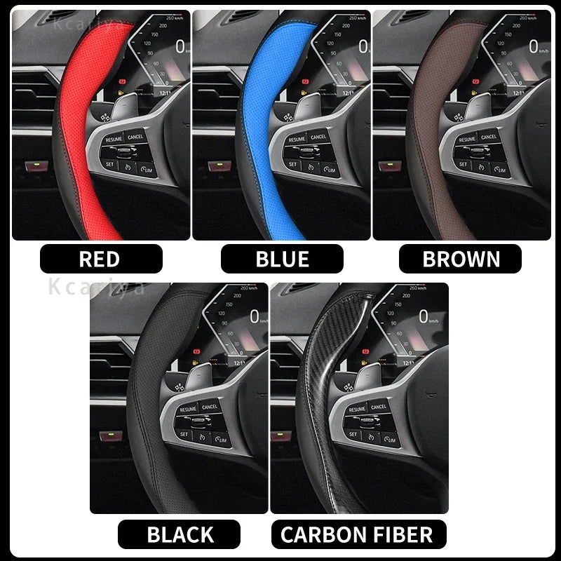 Steering Wheel Cover for Honda Civic 2022-2024, Slip-On PU Leather for Round 14.6-15 in (37-38 cm) Wheels, 5 Colors