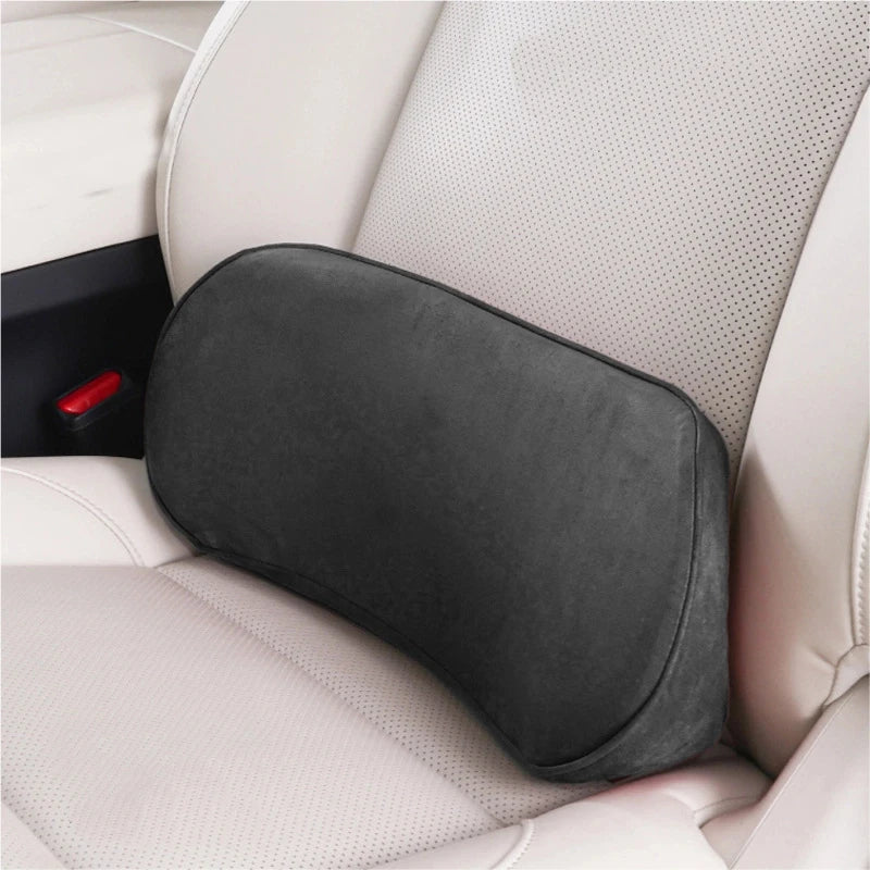 Memory Foam Lumbar Support Pillow for Car Seats and Office Chairs, Ergonomic Lower Back Cushion, Black or Beige