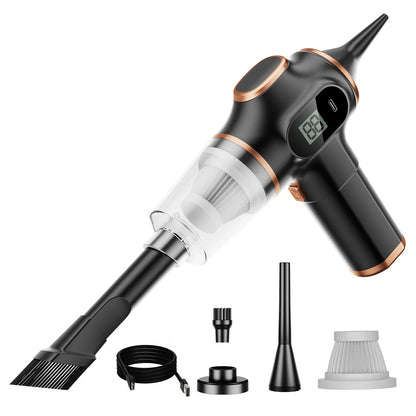 Wireless Handheld Car Vacuum, 3 in 1 Suction, Blowing and Air Extraction, Rechargeable USB-C, for Car Interiors and Home