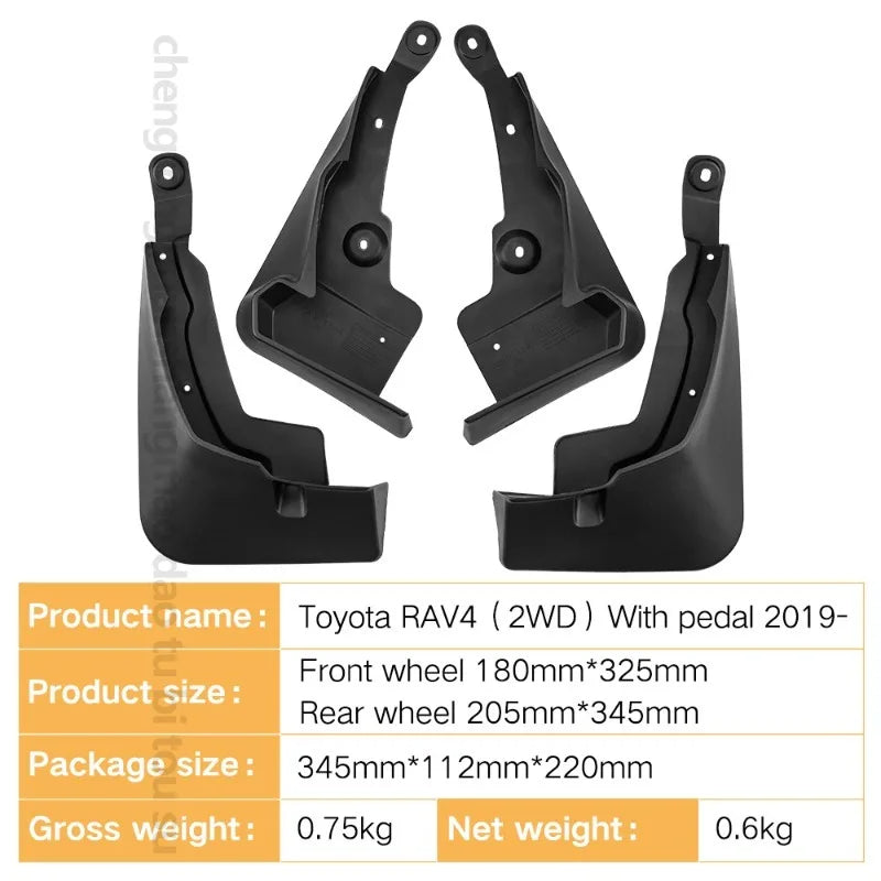 Mud Flaps for Toyota RAV4 2019-2025, 2WD Models with Running Boards, Front and Rear ABS Splash Guards