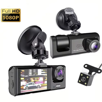 Front and cabin dash cam with rear camera