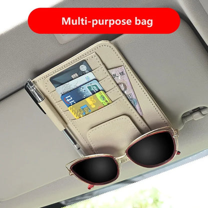 Car Sun Visor Storage Pouch — Elastic-Band Card & Cash Holder
