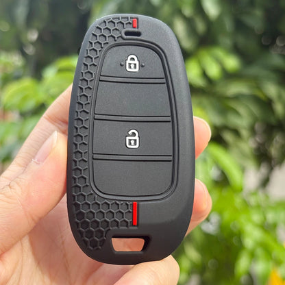 Key Fob Cover for Hyundai 2, 3, 4 and 5-Button Keys, Silicone Case with Red Line Design for Tucson (NX4), Sonata, Nexo and Azera