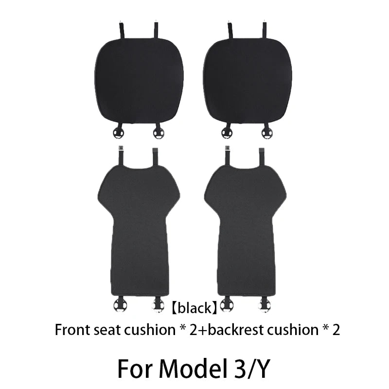 Ice Silk Seat Cushions for Tesla Model 3 and Model Y, Breathable Knit Front or Rear Seat Pads, Black or White