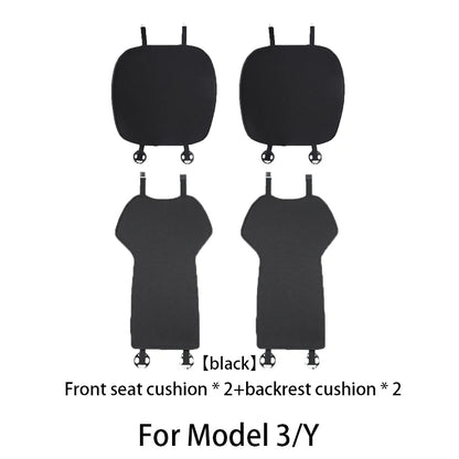 Ice Silk Seat Cushions for Tesla Model 3 and Model Y, Breathable Knit Front or Rear Seat Pads, Black or White