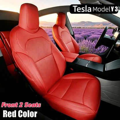 Full-Wrap Seat Covers for Tesla Model Y Juniper and Model 3 Highland 2024-2026, Front or Rear Half Set with Armrest Cover