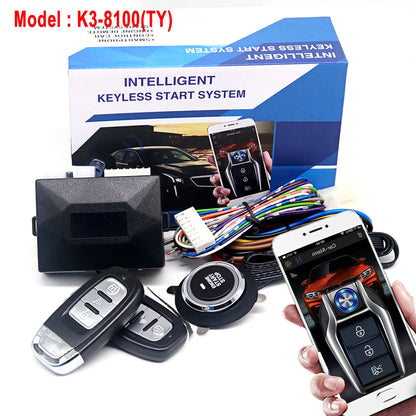 Keyless Entry and Push Button Start Kit with Remote Start and App Control, Aftermarket Car Alarm, Professional Installation Required