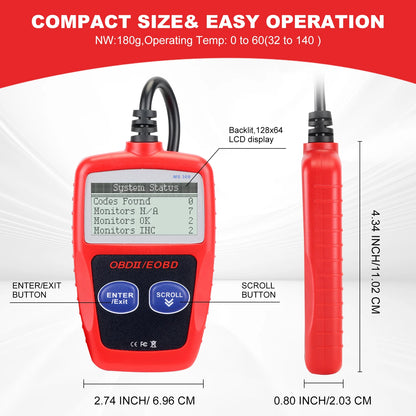 Compact OBD2 code reader size