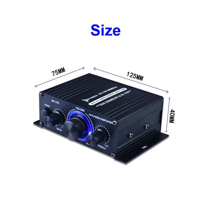 Mini amplifier size: about 133 x 113 x 50 mm