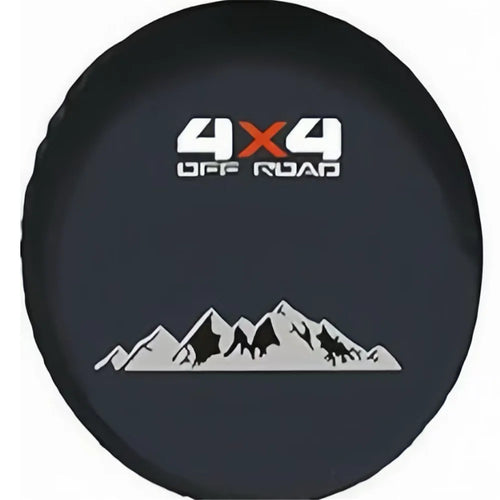 Spare Tire Cover for Jeep Wrangler, 4x4 Mountain PU Leather, No Camera Hole, 14 to 18 in, 20 Lettered Designs