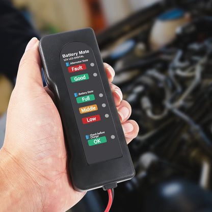 12V Car Battery and Alternator Tester, 6 LED Battery Checker for Charge Level and Charging System
