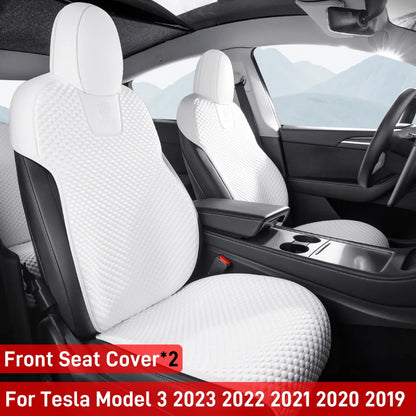 Ice Silk Seat Cushions for Tesla Model Y 2020-2024 and Model 3 2017-2023, Breathable Front or Rear Seat Pads, Black or White
