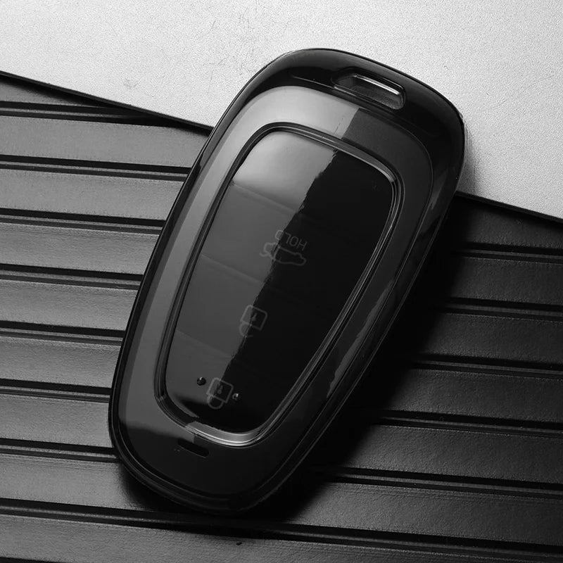 Key Fob Cover for Hyundai 4-Button Keys, Full-Wrap Clear TPU Case for Tucson (NX4), Sonata, Santa Fe and Nexo, Clear or Clear Black