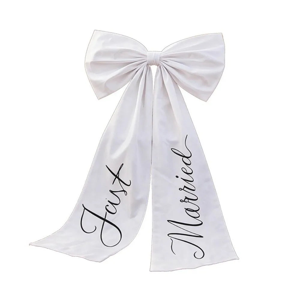 Elegant White Wedding Car Bow, Large 32 x 24 in Ribbon Bow for the Wedding Car, Bridal Decor and Wedding Photos