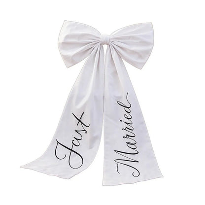 Elegant White Wedding Car Bow, Large 32 x 24 in Ribbon Bow for the Wedding Car, Bridal Decor and Wedding Photos