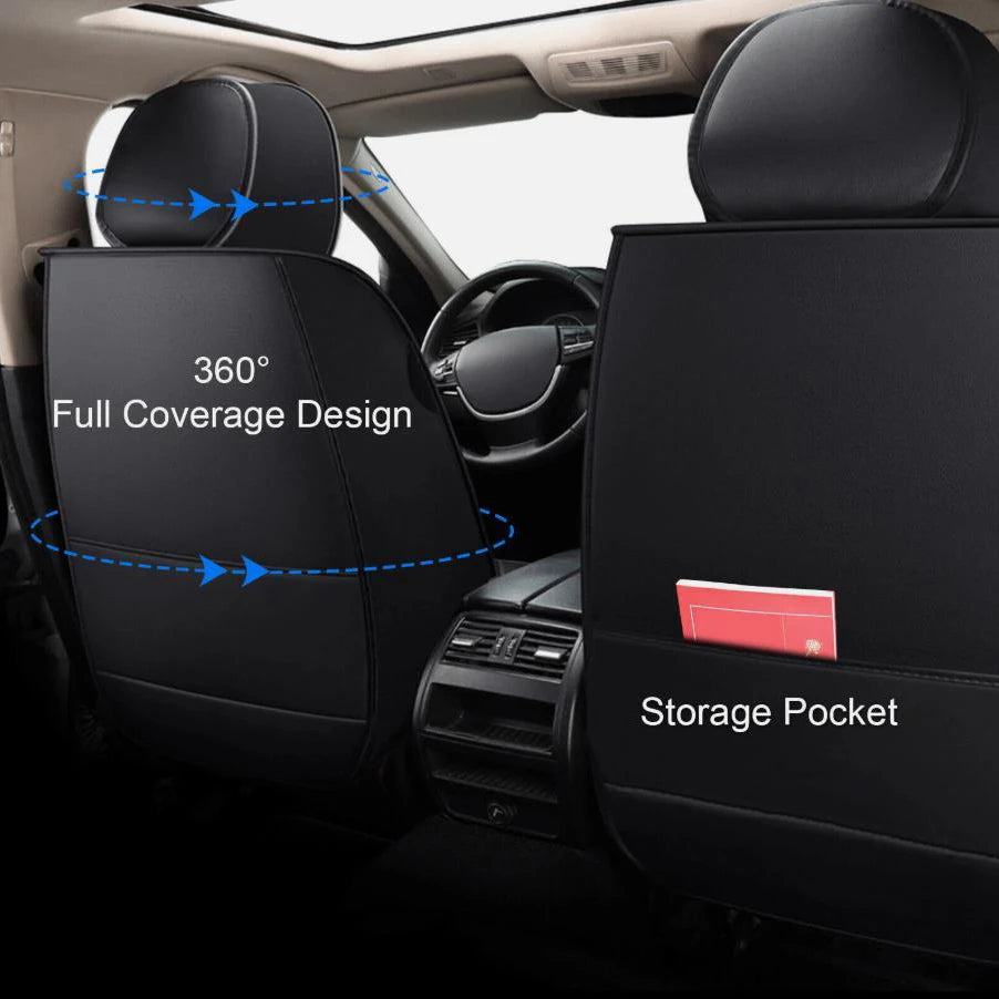 Faux Leather Seat Covers for Toyota RAV4 2019-2024, 5-Seat Full Set with Headrest Covers, Black and Red