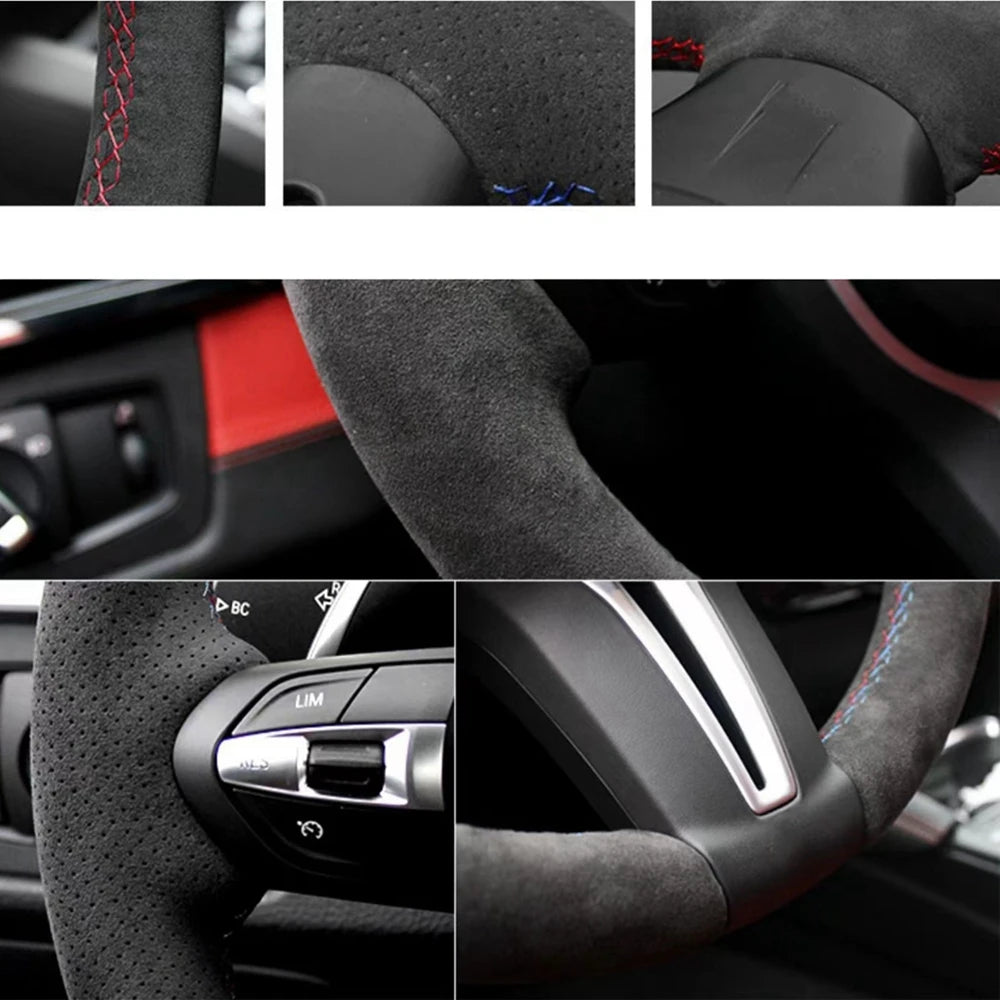 Steering Wheel Cover for Honda CR-V 2023 and Civic 2022-2023, Hand-Sewn Suede Leather, Breathable Grip, 9 Stitching Colors