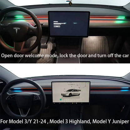 Dashboard Air Vent Ambient Light with Blind-Spot Indicator for Tesla Model 3 and Model Y, Highland, Juniper and Earlier Versions, Welcome Light