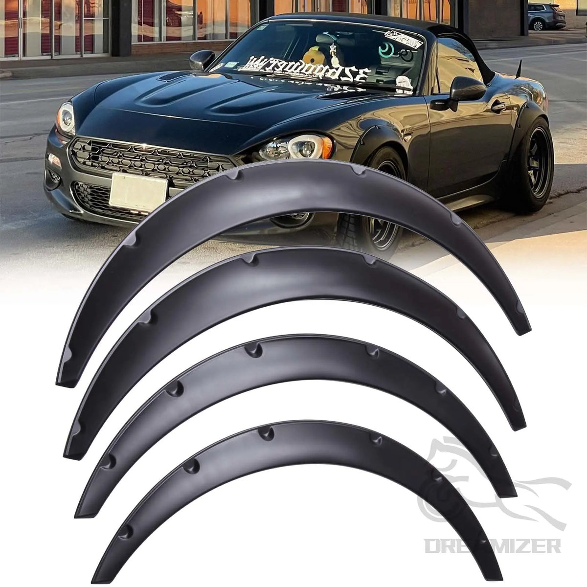 Fender flares installed on a sports car