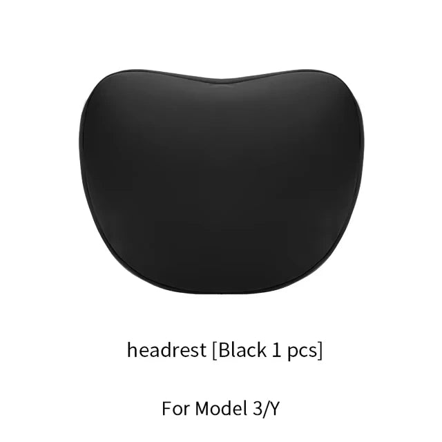 Headrest and Lumbar Pillows for Tesla Model 3 and Model Y, Soft Skin-Feel Neck and Back Support, White or Black