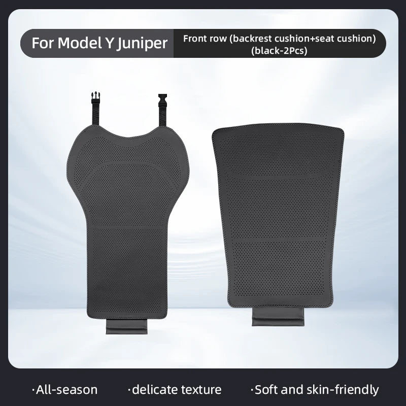 PU Leather Seat Cushions for Tesla Model Y Juniper and Model 3 Highland, Front or Rear Seat and Backrest Pads, Black or White