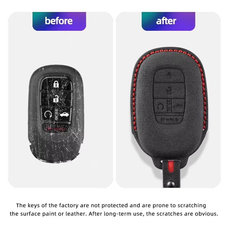 Key Fob Cover for Honda Smart Keys, Suede Case for Civic, Accord, Integra, Fit and Inspire, 12 Styles